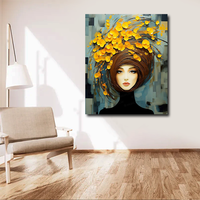 Peinture à l'huile 100% peinte à la main, portrait abstrait moderne de femme, toile personnalisée, peinture décorative à suspendre