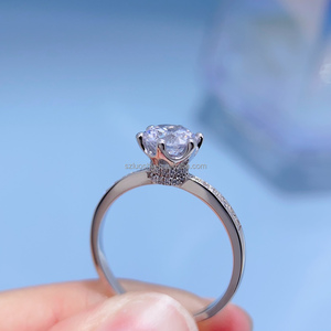 Etsy Anel de prata esterlina 925 para noivas, joia de casamento estilo clássico com 6 garras, 1 peça, zircônia cúbica, moissanite, solteiro de noivado - Product Image 4