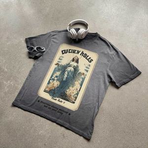 T-shirt pour homme en coton 100% de haute qualité, imprimé graphique hip-hop, streetwear vintage, respirant, anti-boulochage, manches courtes - Product Image 4