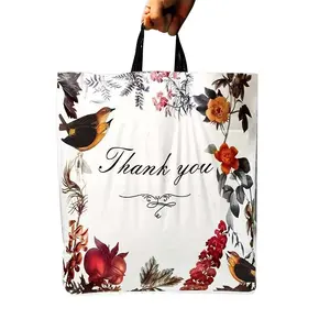 Hot commodity shopping retail store clothes party gift thanks handle punching shopping bag plastic suppliers thank you bag