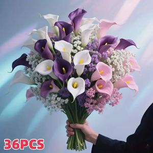 Ramo <span class=keywords><strong>de</strong></span> Flores Artificiales <span class=keywords><strong>de</strong></span> Lirio Calla, Lirio Calla Artificial con Flor <span class=keywords><strong>de</strong></span> Gypsophila para Ramo <span class=keywords><strong>de</strong></span> Novia, Decoración del Hogar - Product Image 2