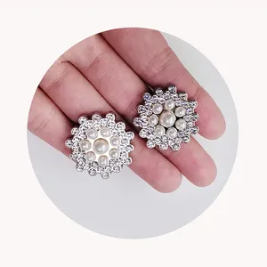 Nouveau 100 Pcs/Lot strass perle boutons embellissements pour artisanat mariage Bouquet fabrication de bijoux vêtements sacs chaussures décoration