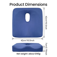 Coussin de siège ergonomique en latex Aiwecare, respirant, soulagement de la pression, pour personnes âgées, soins à domicile, soutien pour fauteuil roulant, rose/noir, 42x42x7cm