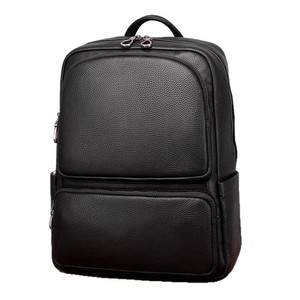 Business Genuine Leather Backpack <b>20L</b> Anti-Theft Men's Travel <b>Bag</b> Solid Color Breathable Interior Zipper Pocket - Product Image 5