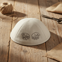 Kippa en lin beige à 4 panneaux, personnalisable avec broderie et logo imprimé numériquement, respirante, toutes saisons, style Moyen-Orient, vente en gros