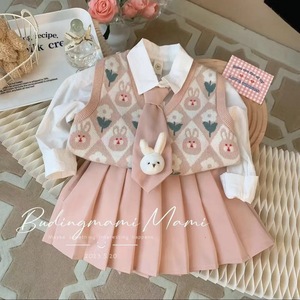 Budingmami Mami Girls Clothing Set Cotton Cartoon Rabbit Pattern Three Piece Autumn Outfit For Toddlers Preppy Style - Product Image 1
