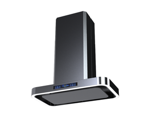 <span class=keywords><strong>Hotte</strong></span> de cuisine îlot haut de gamme en acier laminé à froid, peinte gris foncé, avec éclairage long et forte aspiration - Product Image 2