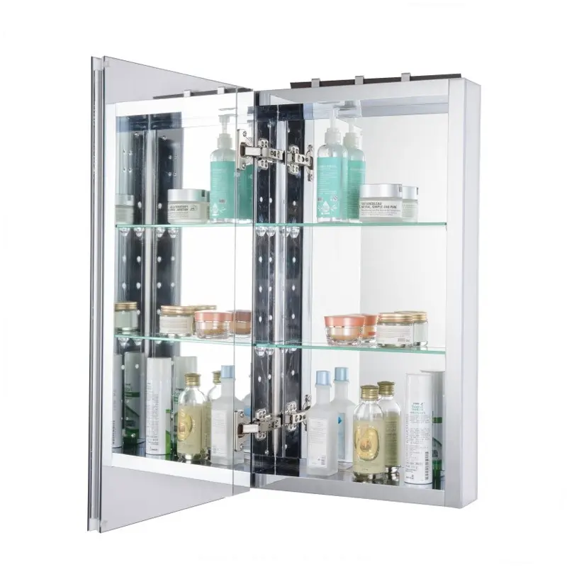 Lonki Factory Customized Bathroom Furniture Mirror Cabinet Super Definition Mirror Cabinet Aluminum Alloy Mirror Cabinet with LE