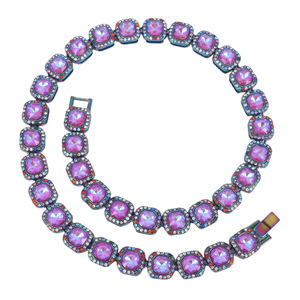 Cadena de Eslabones de Cristal de Alta Gama Estilo Europeo-Americano, 12mm, con Cristales Incrustados de Aleación de Zinc, Colorida, Estilo Hip Hop Cubano - Product Image 1
