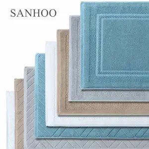 Asciugamani da pavimento con Design a onde di vendita calda SANHOO tappetini piatti per Hotel bianchi di lusso asciugamani antiscivolo per tappetino da bagno per il bagno