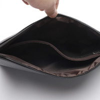 Tas tangan bordir pria, dompet tas tangan bisnis kulit lembut ukuran berbeda kepala harimau
