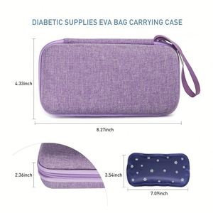 Étui de voyage isotherme portable pour insuline, violet, en EVA, avec kit médical étanche en polyester et 2 blocs réfrigérants (Lettre) - Product Image 2