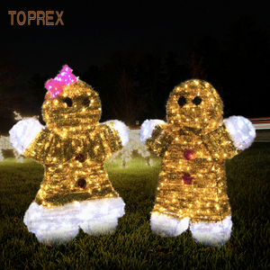 3D ngoài trời lớn Gingerbread House Motif đèn giáng sinh vui vẻ wireframe LED thắp sáng bánh gừng người đàn ông cậu bé và cô gái đèn - Product Image 6