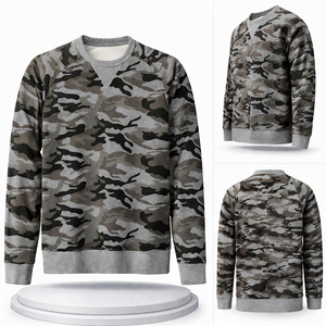 Sudadera de Camuflaje para Hombre, Cuello Redondo, Mezcla de Algodón, Estilo Casual Urbano, Manga Larga, Logotipo Personalizado OEM - Product Image 2