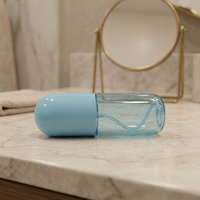 Flacon pulvérisateur en plastique PET en forme de pilule, bleu clair macaron, rechargeable, à brume fine, pour liquide anti-moustiques et tonique facial