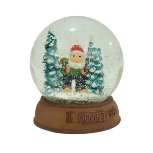 Christmas Mini Snowglobe Kit Santa-Themed Resin Designer Base de madera Snow Globe con estilo de arte popular