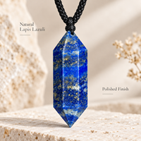Collier pendentif en cristal hexagonal à double terminaison en lapis-lazuli naturel pour un usage quotidien