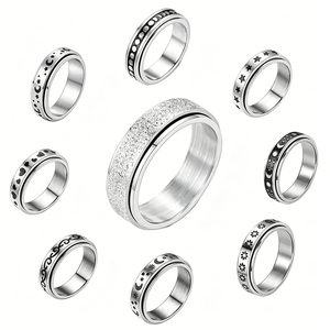 <span class=keywords><strong>Anillo</strong></span> Giratorio <span class=keywords><strong>de</strong></span> Acero Inoxidable con <span class=keywords><strong>Baño</strong></span> <span class=keywords><strong>de</strong></span> <span class=keywords><strong>Oro</strong></span> Real <span class=keywords><strong>de</strong></span> 14K, Joyería Antiestrés con Diseño <span class=keywords><strong>de</strong></span> Estrella, Luna y Margarita, No se Deslustra - Product Image 5