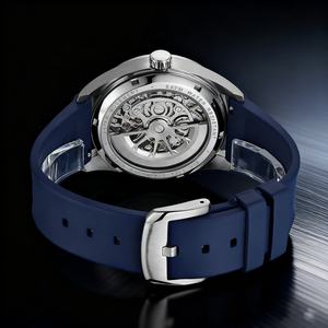 Montre mécanique squelette de luxe de haute qualité avec aiguilles, verre saphir, boîtier en acier inoxydable, étanche 5 ATM, bracelet en caoutchouc - Product Image 4