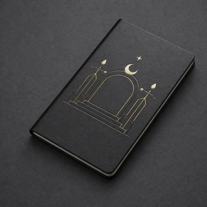 Diario de Tapa Dura de Cuero PU Negro con Grabado en Relieve Dorado, Cuaderno con Diseño de Luna Creciente, Diario de Escritura Premium para Notas y Apuntes - Product Image 6