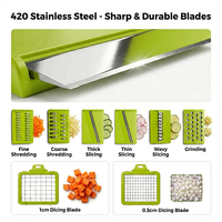 17-in-1 multifunctionele handmatige groentehakker, uien snijder, dicer en mandoline voor het maken van salades, familiediners en als keukenhulpje.