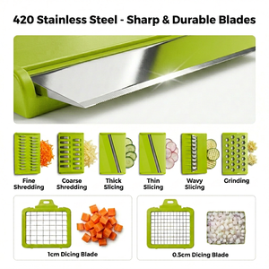 Picador de Verduras Manual Multifuncional 17 en 1, Rebanador de Cebolla, Cortador en Dados, Mandolina para Preparar Ensaladas, Cena Familiar, Utensilios de Cocina - Product Image 3