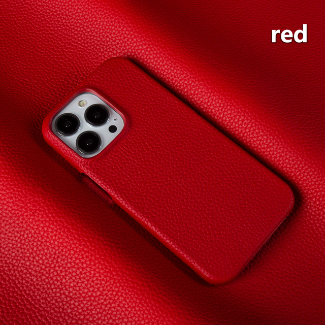 Luxury Full Grain for iPhone 14 Pro Max Leather Phone Case Custom Litchi Real Leather Phone Case for iPhone 14 15 16 Phone Case