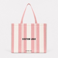 Tas Kanvas Kartun Logo Kustom Kapasitas Besar dengan Ritsleting, Tas Bahu untuk Liburan Pantai dan Belanja, Grosir Pabrik OEM