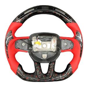 Volant à fond plat en fibre de carbone forgée pour <span class=keywords><strong>Dodge</strong></span> Challenger Charger <span class=keywords><strong>SRT</strong></span> 2015 2016 2017 2018 2019 <span class=keywords><strong>2020</strong></span> 2021 2022 2023 - Product Image 1