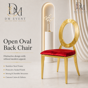 Open Ring Back Gold Stainless Steel Wedding <b>Chair</b> with Red Upholstery for Banquet and Hotel Events Wholesale Seating - Product Image 2
