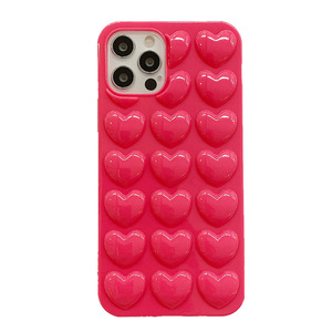 Custodia morbida per telefono in TPU per ragazze 3D Love Heart Candy Color per iPhone 13 12 11 Pro Max 12 Mini XS Max XR XS 7 8 Plus - Product Image 1