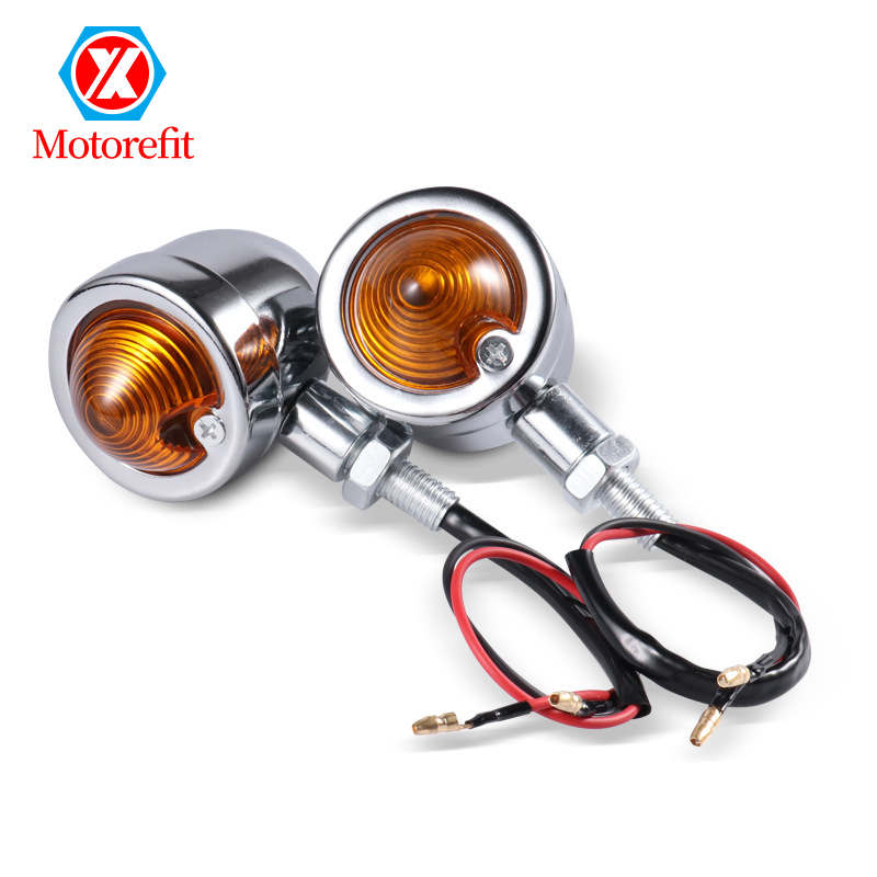 Фон в стиле ретро черного цвета/Хром Пуля мотоцикл индикатор сигнала поворота для гонок Cafe Racer Bobber Chopper для Мотоцикл Универсальный