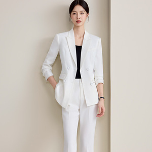 Women's Red Suit Set Three Quarter Sleeve Formal Work Wear Anti-Wrinkle Worsted Fabric Commute Style - Product Image 3