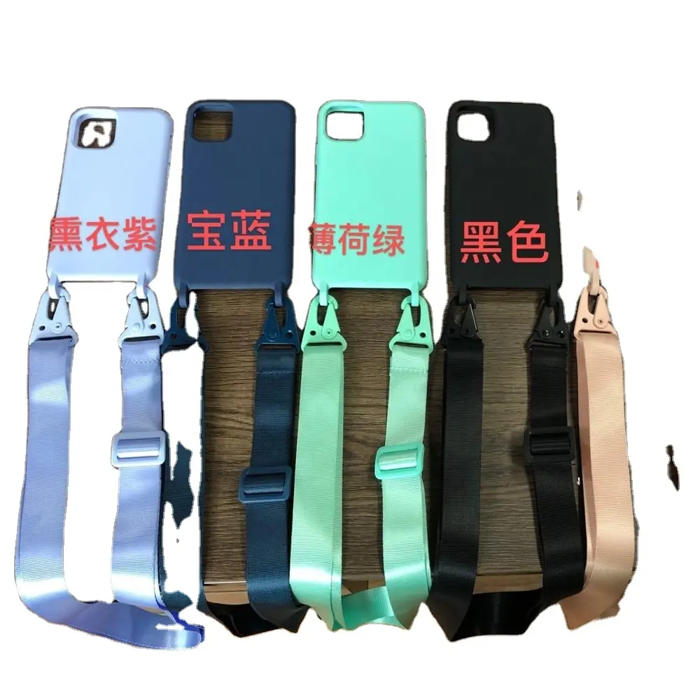 2021 New Design Silicone Necklace Crossbody Phone Case With Strap For Samsung S20 S30 Iphone13