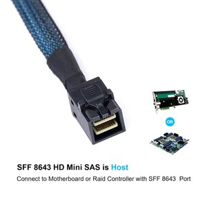 Cable de Conexión Directa Mini SAS HD SFF-8643 <span class=keywords><strong>4i</strong></span> a 4x SATA de 7 Pines - Product Image 5