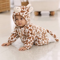 Jumpsuit Hewan Berkerudung untuk Bayi, Romper Panda Sapi Macan Tutul Dinosaurus, Onesie Anak dengan Resleting