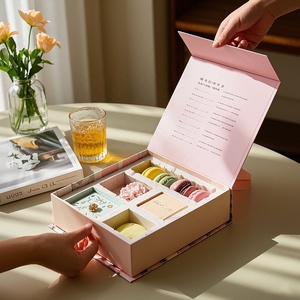 Custom Design Logo Luxury Macaron Packaging Recyclable Pink Magnetic <b>Box</b> for Macarons <b>Dessert</b> - Product Image 1