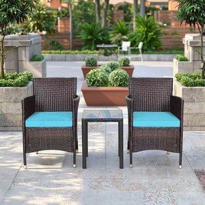 <span class=keywords><strong>3</strong></span> miếng ngoài trời đồ nội thất sân vườn <span class=keywords><strong>Patio</strong></span> PE <span class=keywords><strong>wicker</strong></span> mây giản dị cánh tay ghế thiết lập với Bàn cà phê - Product Image 3