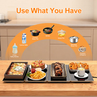 Plateau chauffant électrique pour aliments, surface en verre céramique, boîtier en acier inoxydable, 4-en-1, 10 réglages de température, minuterie, commande tactile