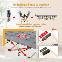 Lit de camping simple moderne en promotion, pliable et portable avec cadre en aluminium/acier pour dormir