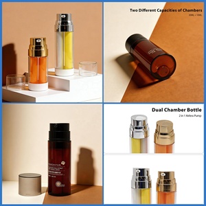 20ml 30ml <span class=keywords><strong>PS</strong></span> PP Doppelkammer-Lotionpumpflasche mit Einem Aktuator 2-in-1 Lotion-Serum Einzelne Lotionpumpflasche - Product Image 2