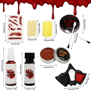 Kits d'Halloween créatifs, kit de <span class=keywords><strong>maquillage</strong></span> avec <span class=keywords><strong>faux</strong></span> sang, <span class=keywords><strong>faux</strong></span> cicatrices, blessures qui saignent, gouttes de sang, ensemble de cosplay, peinture pour le visage et le corps d'Halloween - Product Image 5
