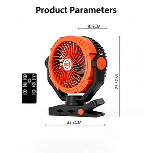 Ventilateur portable à clipser, batterie longue durée, moteur sans balais 9V, télécommande, ventilateur oscillant à 4 vitesses pour le camping, le bureau - Product Image 6