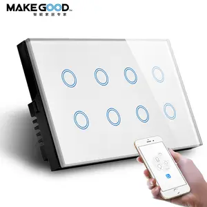  147*86Mm WIFI 8 Băng Đảng Tường Cảm Ứng Chuyển Đổi Cuộc Sống Thông Minh TUYA Điều Khiển Tương Thích Với Alexa Và Google Nhà 8 Băng Đảng Chuyển Đổi