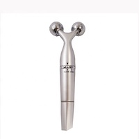 Rouleau de massage facial en acier inoxydable en forme de Y, outil de lifting 3D à double boule pour le raffermissement de la peau et l'absorption du sérum, beauté à domicile