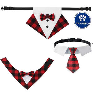 Tanpopo Plaid Bowknot Large Bib Pet <b>Dog</b> Triangle <b>Scarf</b> Collar - Product Image 1