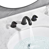 Robinet de salle de bain moderne à capteur sans contact en acier inoxydable de 8 po, à poser sur le plan - Robinet de lavabo noir mat à 2 poignées