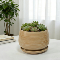 Pot de fleurs en céramique au design classique avec trou de drainage, rouge, décoration de bureau, plantes d'intérieur, succulentes, pots côtelés