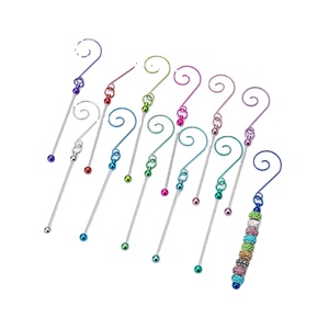 <b>Creative</b> Beaded Hooks for Christmas Tree Decorations, DIY Metal Hooks, Festive Ornament Hangers, Holiday Craft Supplies - Product Image 1