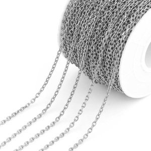 Chaîne à maillons ovales en fil rond vendue au mètre, accessoires pour bracelets, chaînes en acier inoxydable, fabrication de bijoux DIY - Product Image 6